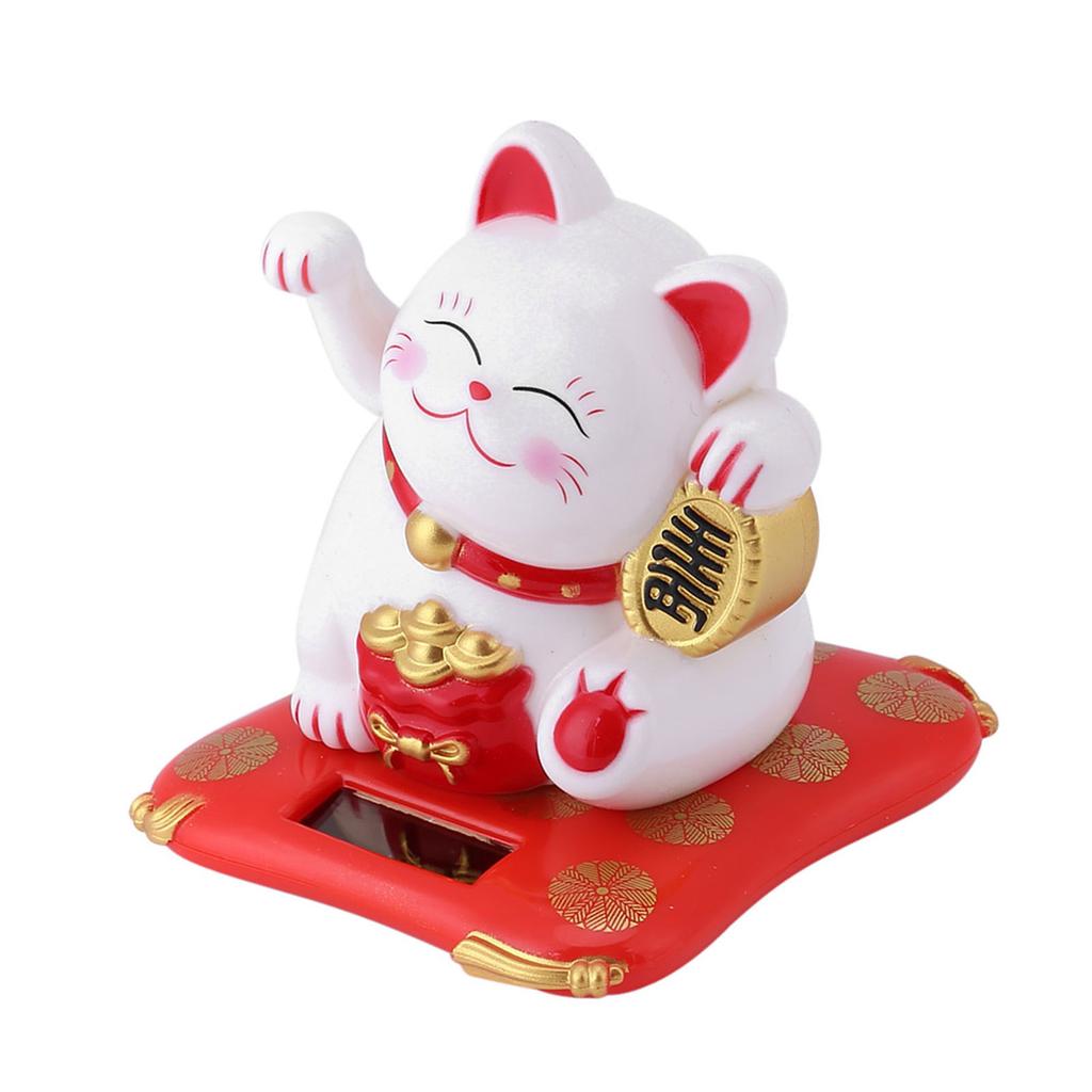 2PCS Waving Arm Lucky Cat Plastic Light Sensing Good Luck Cat Decor for Living Room Hallway