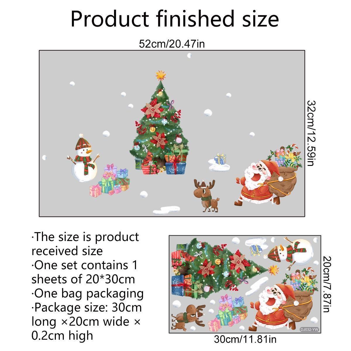 

Christmas Window Sticker Penguin Snowman Santa Claus Wall Stickers Double-sided Visual Wall Stickers Self-adhesive A