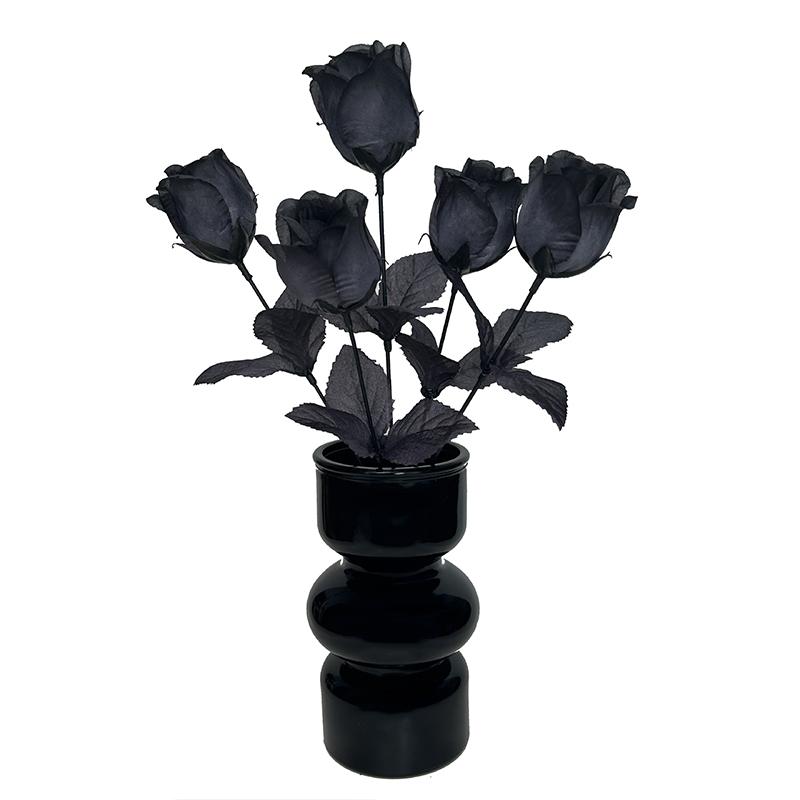 1 Stück Realistische Seiden-Schwarze Rosen Fotografie Hintergrund Blumen Gothic Heimdeko Simulierte Schwarze Rose 36cm