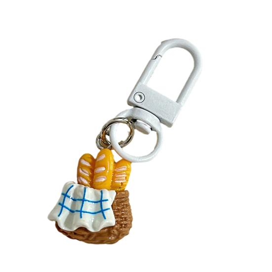 Keychain Pendant 1:1 Realistic Breakfast Food Shape Bag Charm Portable Resin Keyring with Metal Buckle