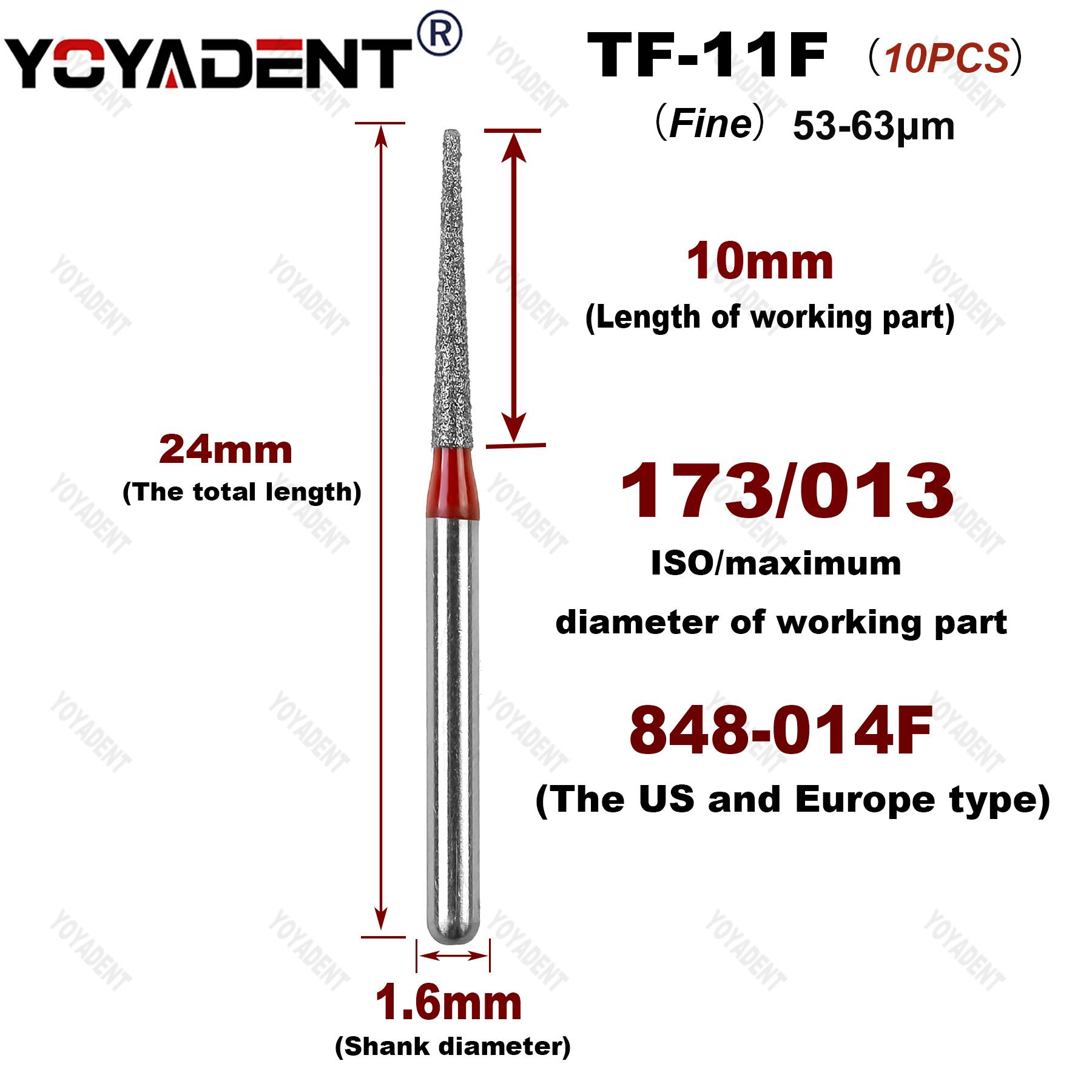 TF Type Coarse/Fine/Extra Fine Dental Diamond Burs Dentistry Drill For High Speed Handpiecess Dentistry Lab Polishing 10pcs/Pack