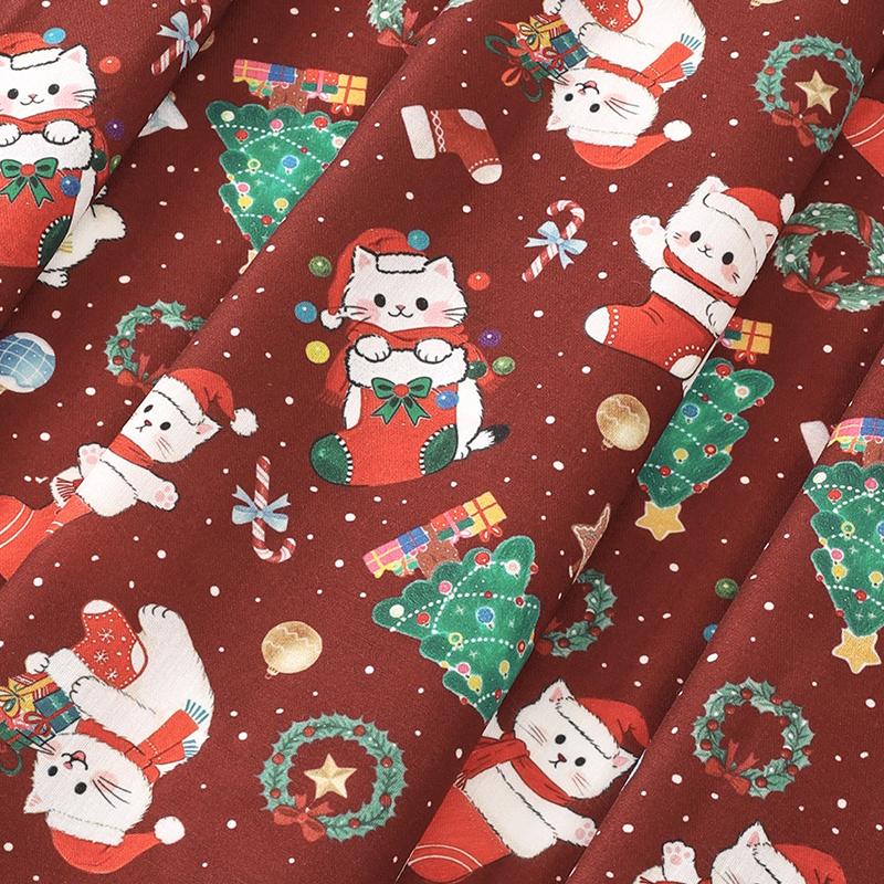 0.5m/1m/5m Cartoon Christmas Snowman Printed Fabric for Sewing Sofa Cover Apron Curtain Tablecloths Christmas Decorative Fabrics