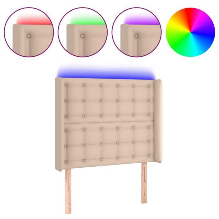 Tête de lit - MAISON EXCLUSIVE - Cappuccino - Similicuir marron - LED intégrée - Hauteur réglable
