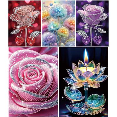 Dreamy Flower Partial DIY 5D Special Shaped Drill Diamond Painting Gem Art for Adults/Beginners Gift Idea Home Decor 30x40cm