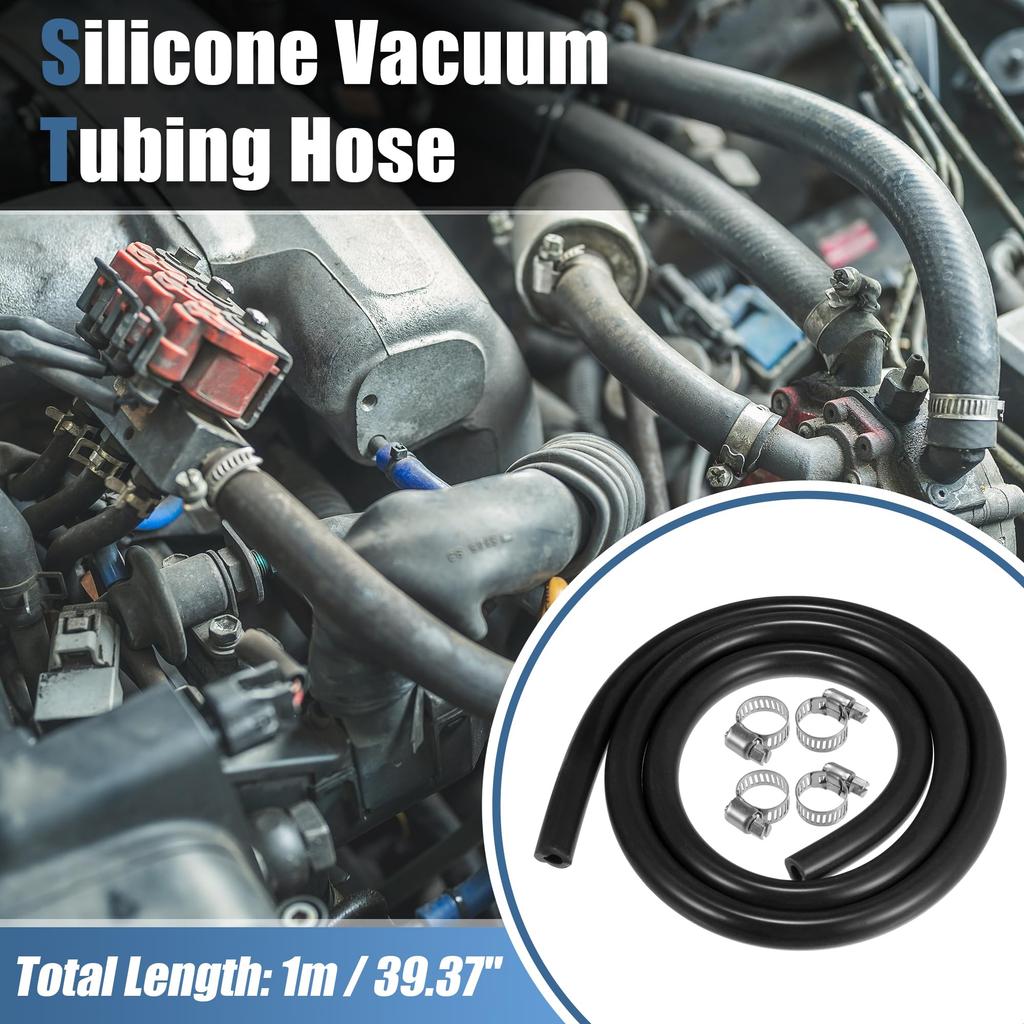 X AUTOHAUX 1 Set Silicone Vacuum Tube Hose 1m 6mm ID Engine Car Vacuum Silicone Hose Line Black