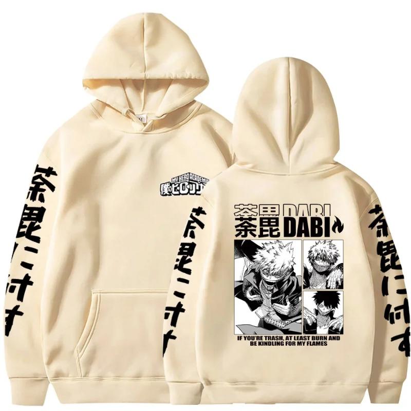 Japan Anime My Hero Academia Grafikdruck Kapuzenpullover Herren Herbst Fleece Sweatshirt Langarm Männlich Lässig