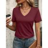 Vielseitiges Damen-V-Ausschnitt-T-Shirt - Kurzarm Lockerer Schnitt, Weicher Stoff für Yoga, Lässige Spaziergänge & Tägliches Tragen