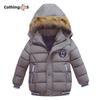 Casaco de inverno infantil com capuz quente roupas infantis