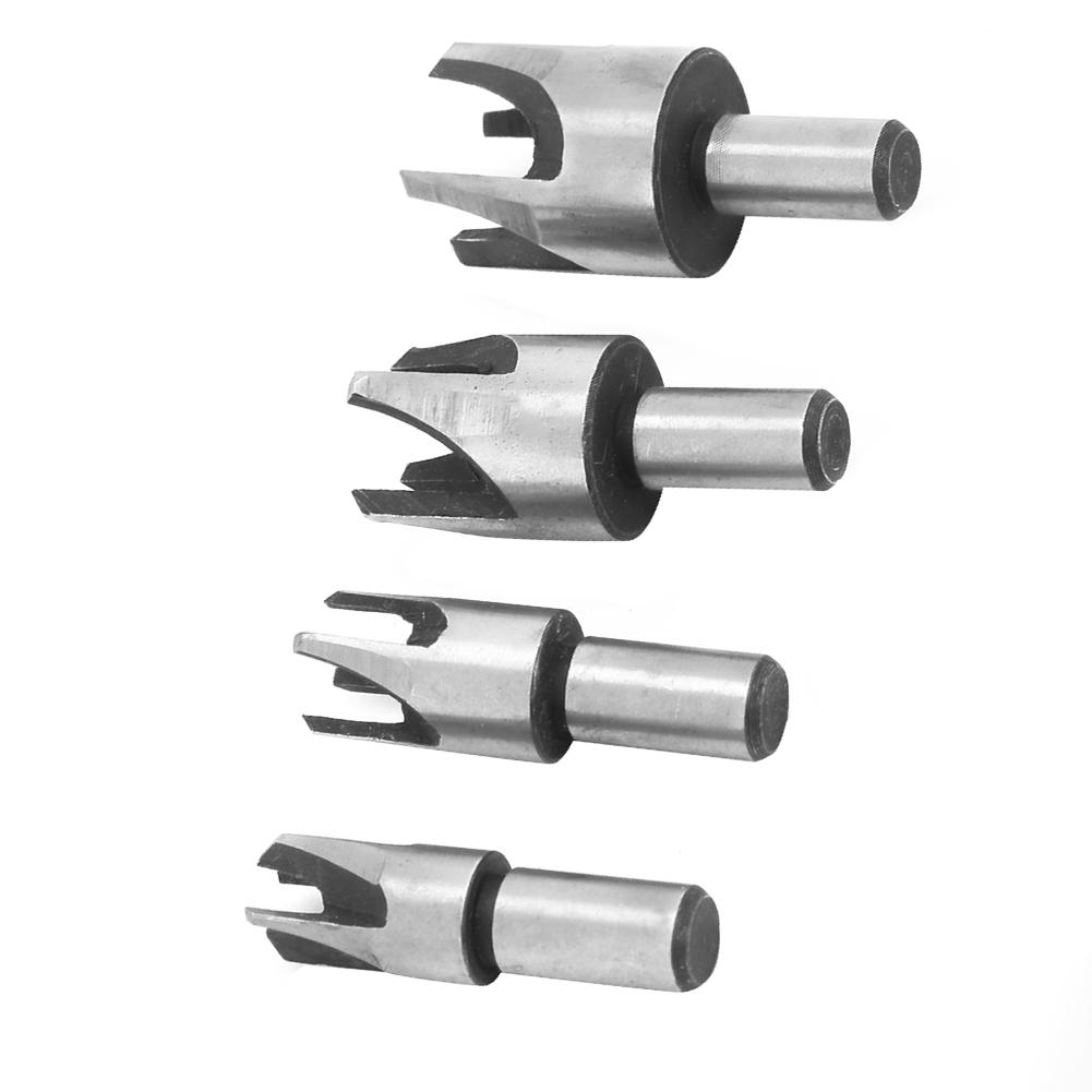 4 Pcs 45# Carbon Steel Tenon Drill Bit Wood Plug Cork Drill Bit Plug Cutter Tool