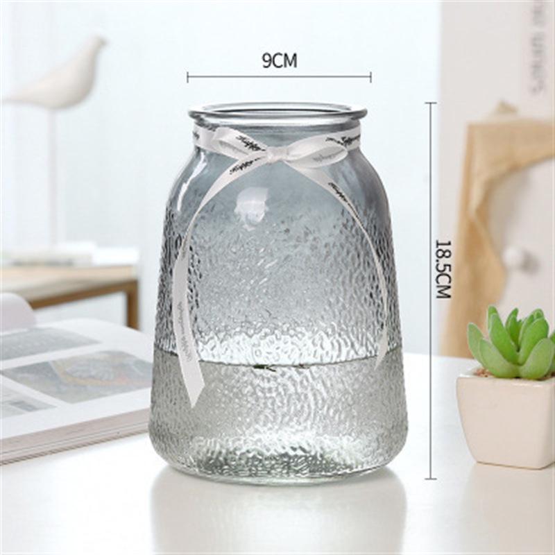 Nordic Cone-Shaped Transparent Glass Vase for Lucky Bamboo and Flowers