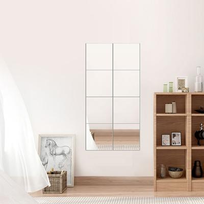 9PCS Silver DIY Mirror Tiles 15cm Self-Adhesive Mirror Tiles Mirror Wall Stickers  Porch