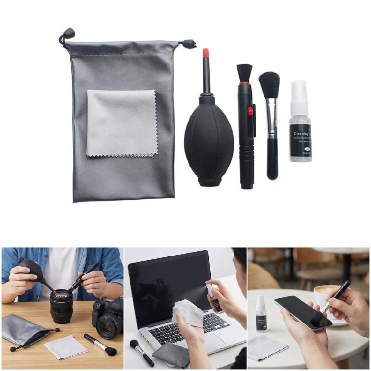 6Pcs Travel Ready Digital Cleaning Kit Features Soft Brush Sprays Bottle and Case for Field Photography