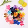 10Pcs  Color Grosgrain Ribbon Bows Elastic Hairties Hair Bands Girls Spring Head Rope Hair Accessories