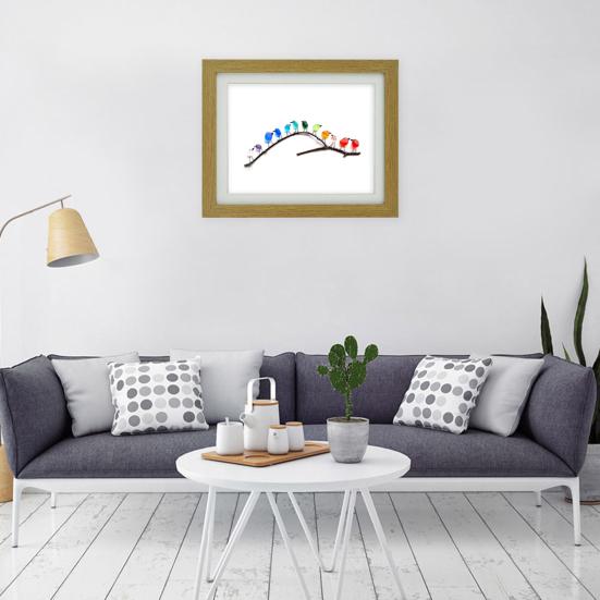 Sea Glass Rainbow Birds Decoration Standing on The Branch Cute Min Colorful Resin Bird Wall Art Ornament Living Room Bedroom Home Decor