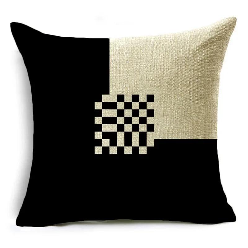 Poszewka na poduszkę Czarno-biała Prosty design Geometryczne szycie Pokrowiec na poduszkę do sofy, biura, na drzemkę 40*40cm/45*45cm/50*50cm