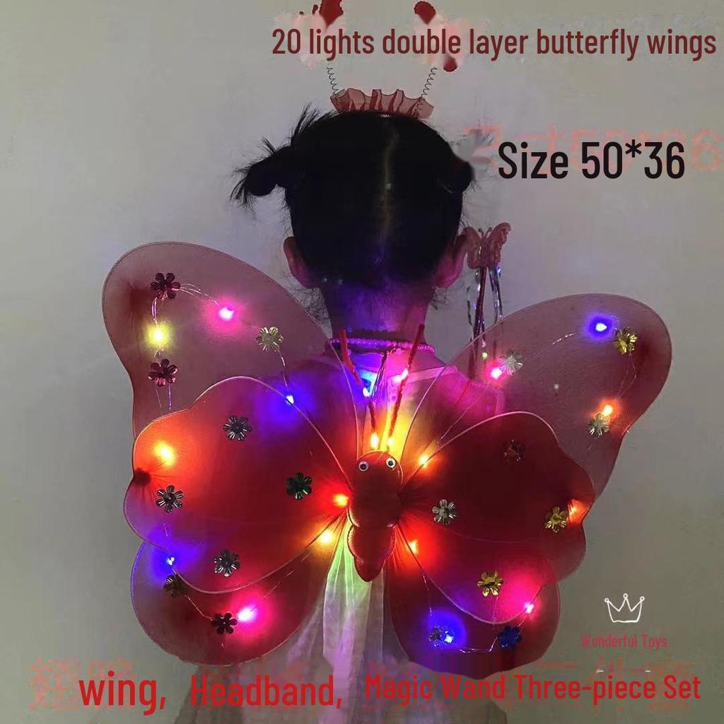 LED20 Luminous Butterfly & Angel Wings Toy Set for Kids - Three Pieces