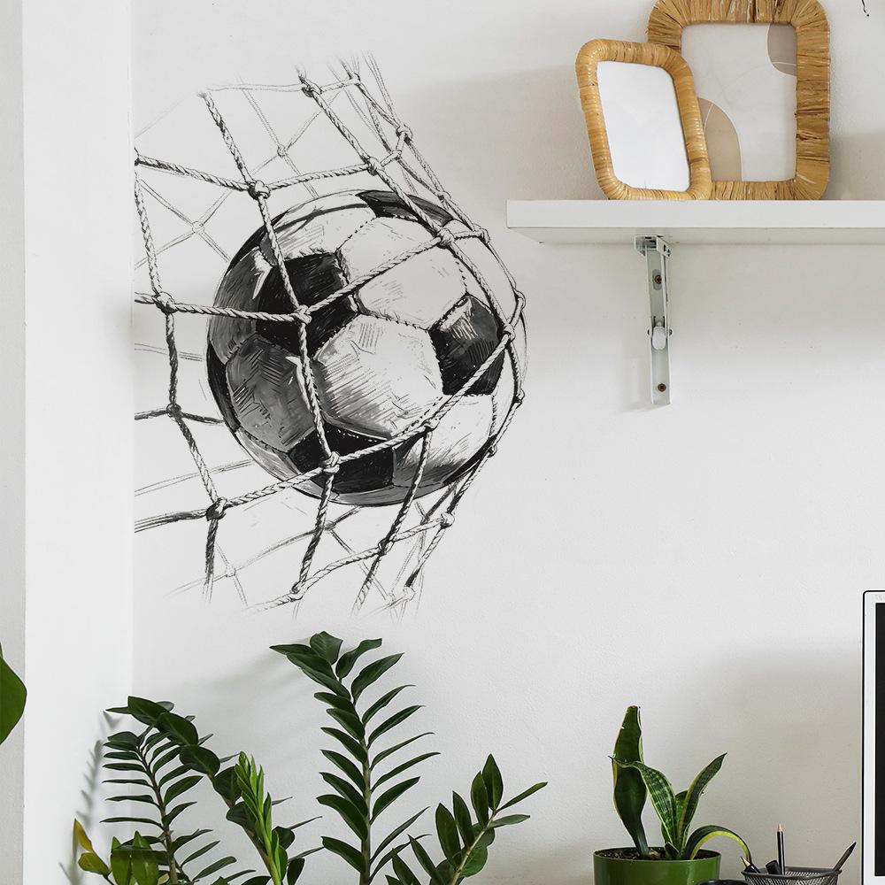 Selbstklebende Fußballtornetz Wandaufkleber für Kinderzimmer Schlafzimmer Eingangsbereich Wohnheim Hausdekoration