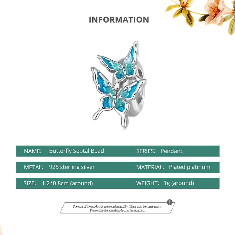 BAMOER 925 argint sterling flori și păsări mărgele fluture brelocuri pentru femei Brățară și brățară originale Proces de email bijuterii fine