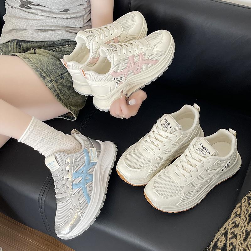 Little White Shoes Women's Spring and Summer 2025 New Mesh Breathable Forrest Gump Shoes Platform Sole Lightweight Versatile Comfortable Sports Shoes