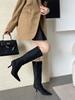 2025 new high-heeled pointed side zipper high women's boots