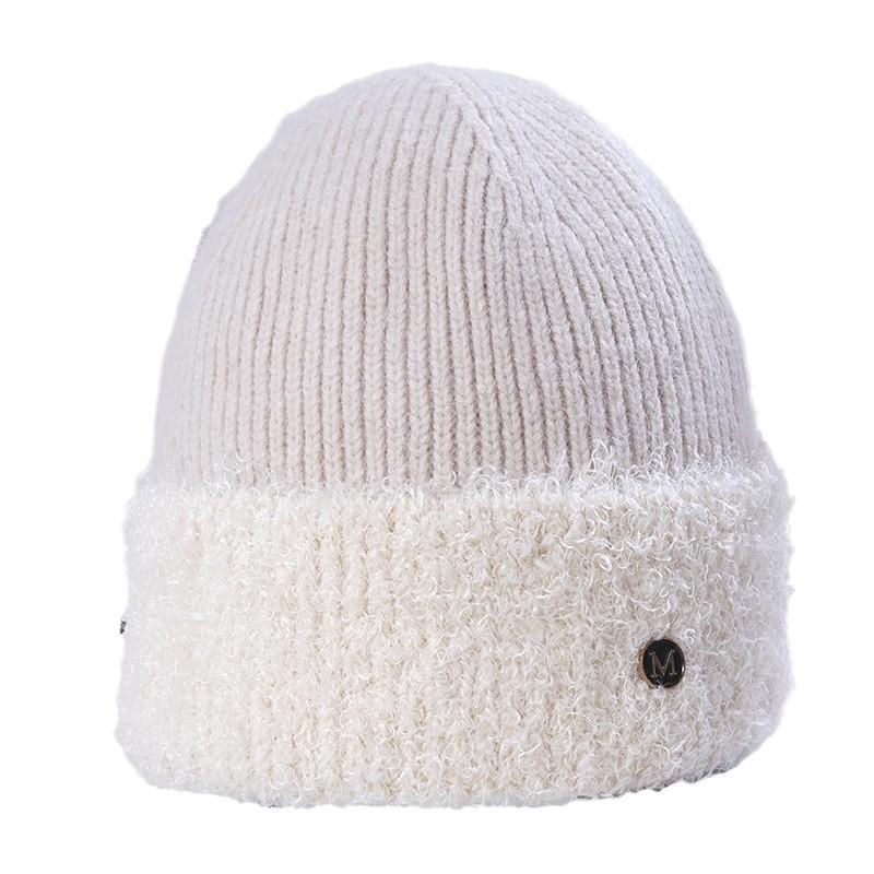 Women's New Rabbit Fur Warm Knitted Hat Korean Style Trendy Versatile Big Head Windproof Ear Protection Wool Hat Men