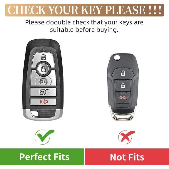 EnerCharge For Ford Key Fob Cover with Keychain, Soft TPU and Leather Key Case Shell Full Protection for Ford Explorer Escape