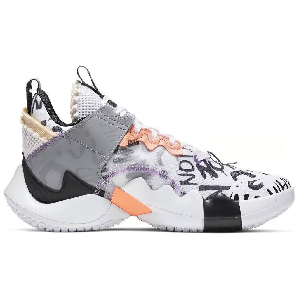 Jordan Why Not Zer0.2 SE Mid Top Basketball Shoes Gray Orange Unisex CK0494-101