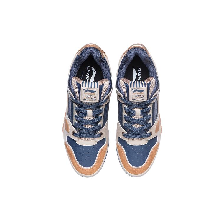 New LiNing Anti Slip Wear Resistant Low Top Skateboard Shoes Men's Blue White Brown AGCR297-2