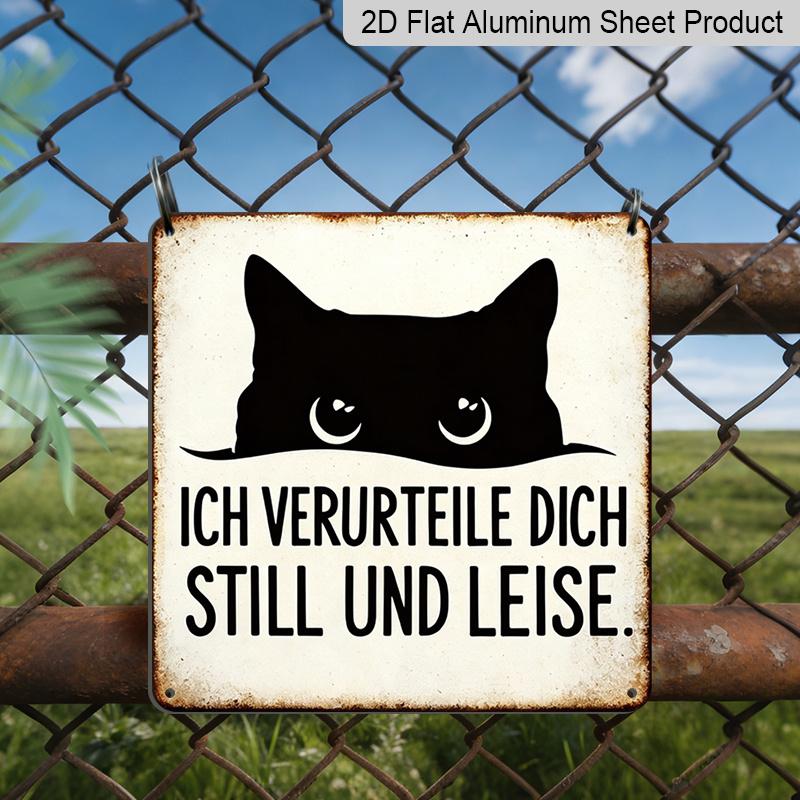 

2D Flat, 1pc Vintage Aluminium Metal Sign, Outdoor Decorative Wall Sign, Retro Tin Sign Style, Funny Cat Theme, I Judge You Quietly , Home Wall 20*20cm