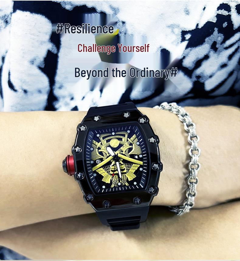 Samurai Luminous Waterproof Sports Watch - Men's Barrel Shape with Calendar