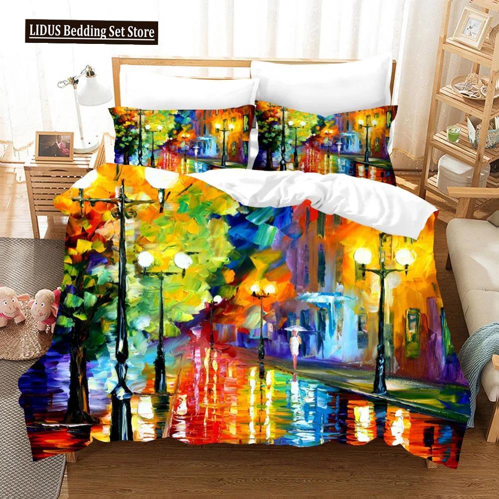 Oil Painting Van Gogh Star Sky Bedding Set Queen King Size Bedroom Decor Quilt Cover Pillowcase 2/3 Pcs Bed Linen Home Textile