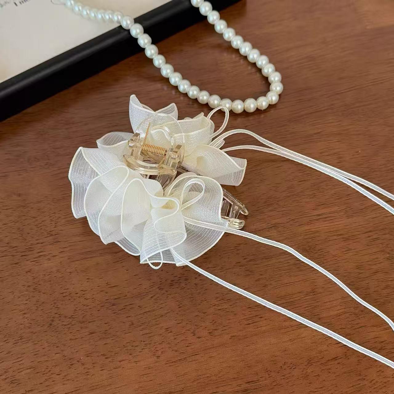 

Elegant Double-Sided Fluffy Mesh Claw Clip for Women - High-End Shark Hair Accessory