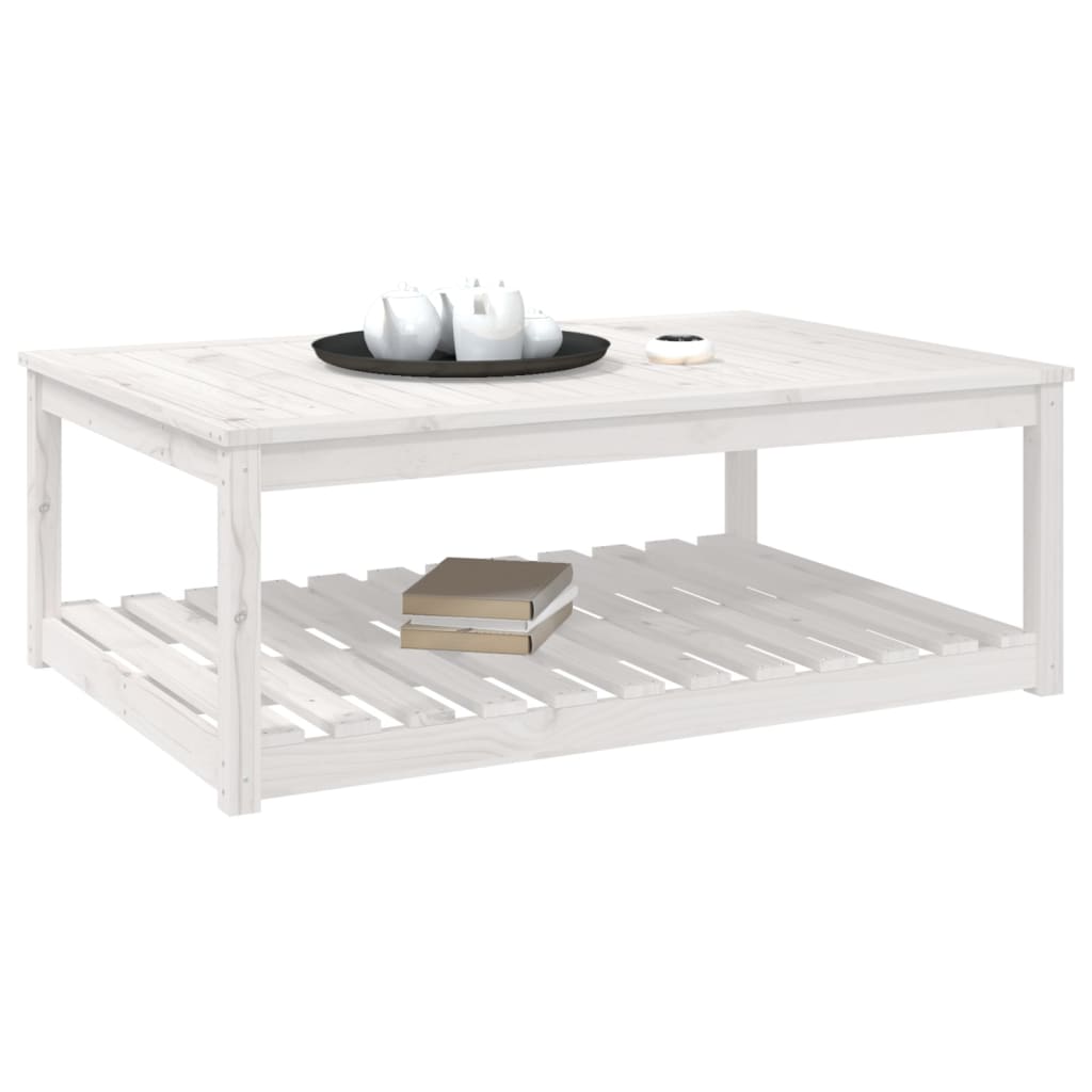 Vidaxl Garden Table, White, 121X82.5X45 Cm, Solid Pine Wood