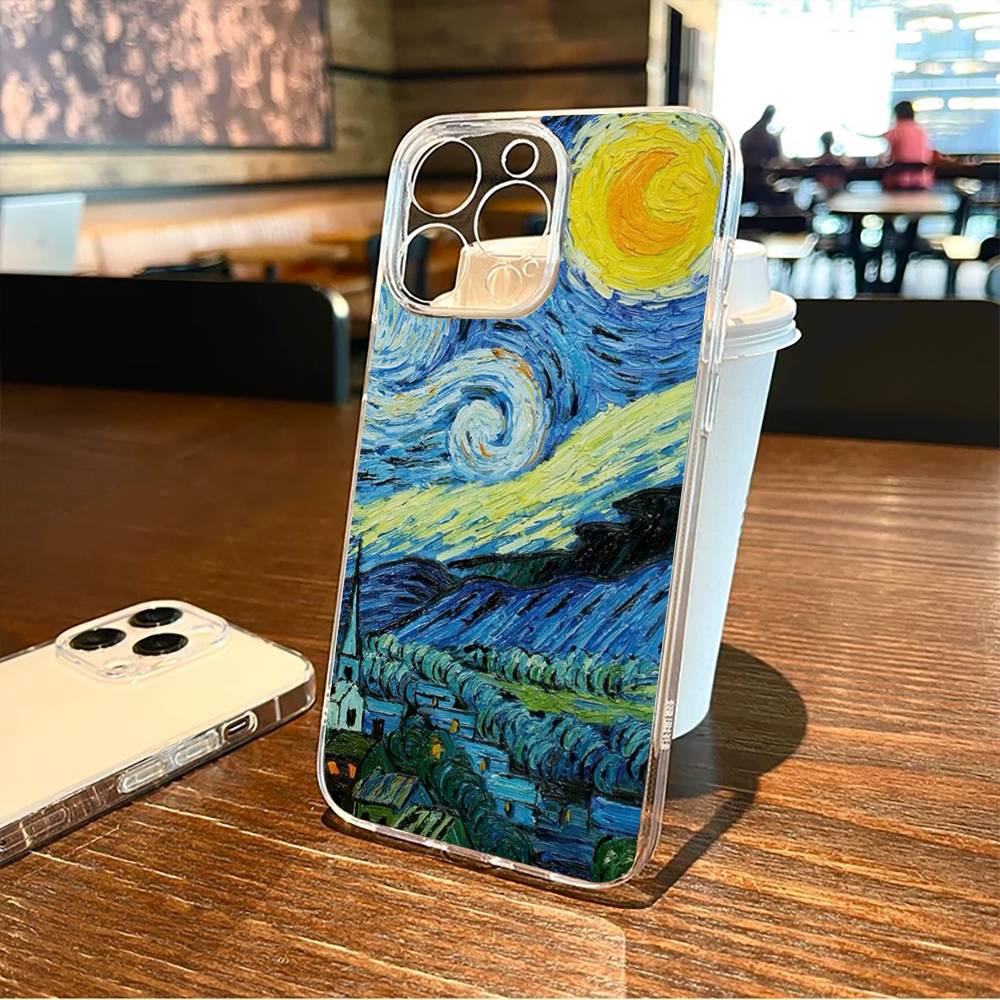 Oil Painting In the Style of Van Gogh Phone Case For iPhone17,16,15,14,13,12,11 Plus,Pro Max Soft Transparent Cover
