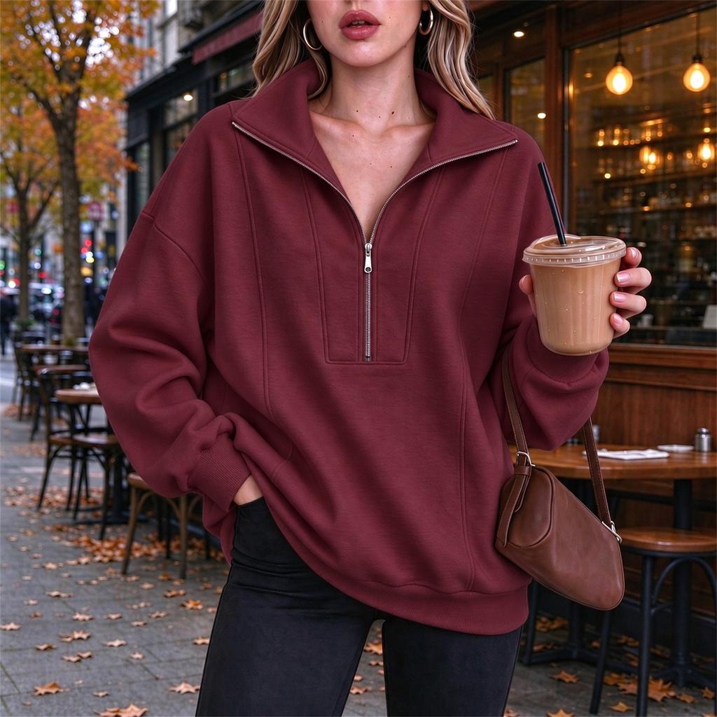 Women's Casual Loose Fit Sweatshirt with Pocket for Workout and Daily Wear