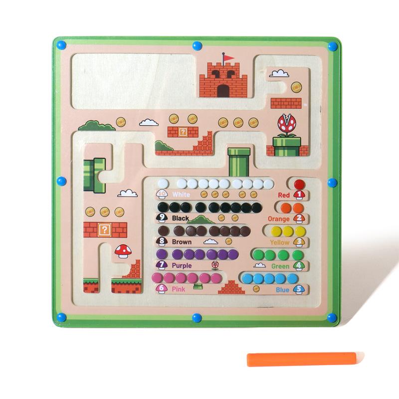 Children's Magnetic Counting Color Classification Board Color Classification Magnetic Pen Ball Shifting Game Puzzle Early Education Play