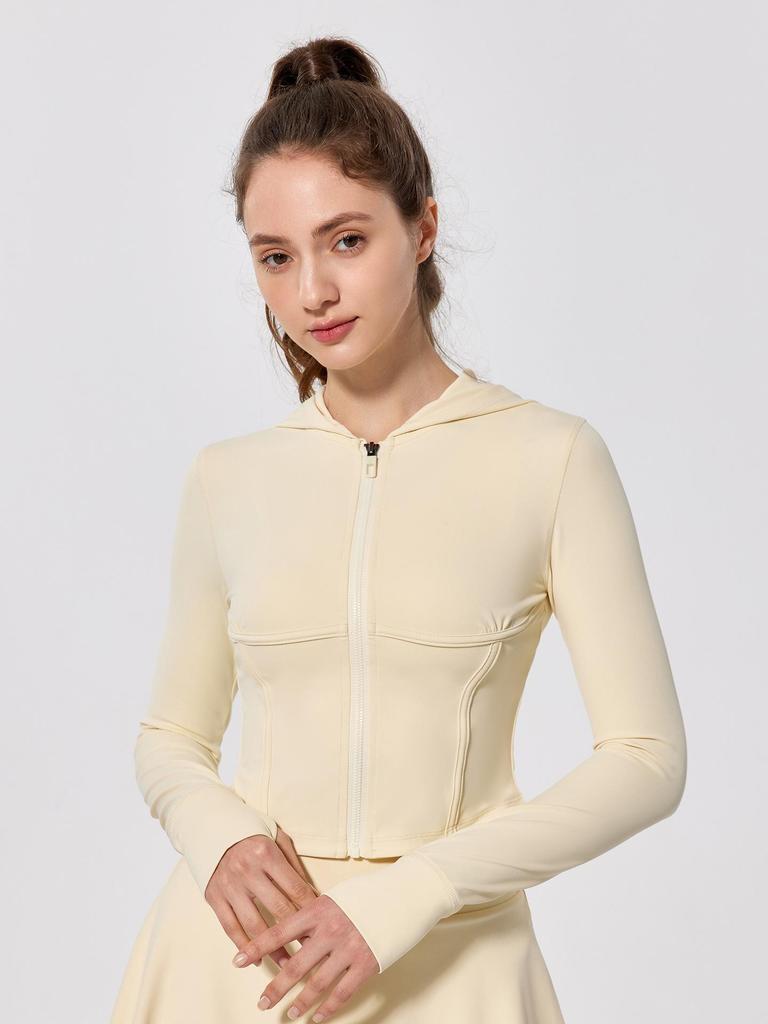 Antibacterial Bare Feel Sports Jacket - Long Sleeve, Zippered, Tight Fit for Yoga & Running, Spring/Autumn
