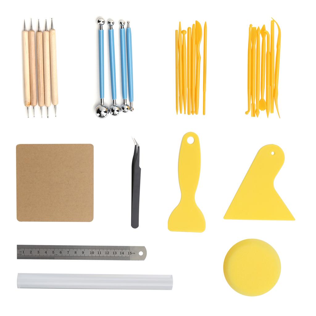 30Pcs Clay Sculpture Tool Carving Knife Drill Pen Indentation Stick Pottery Shaping Utensil