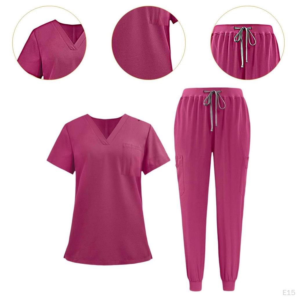 Women Scrub Uniform Set Jogging Cloth Top and Jogger Pants for Yoga Pet Grooming