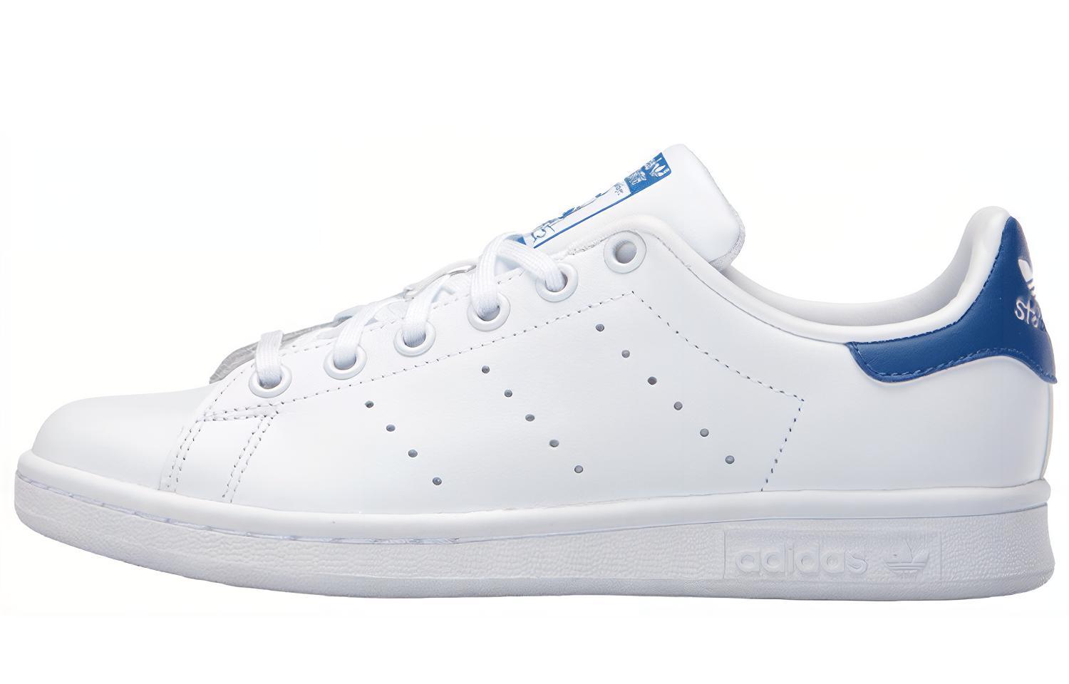 

Adidas Originals Stan Smith J Comfortable Breathable Low top Skateboard Shoes White Blue Tail S74778 36
