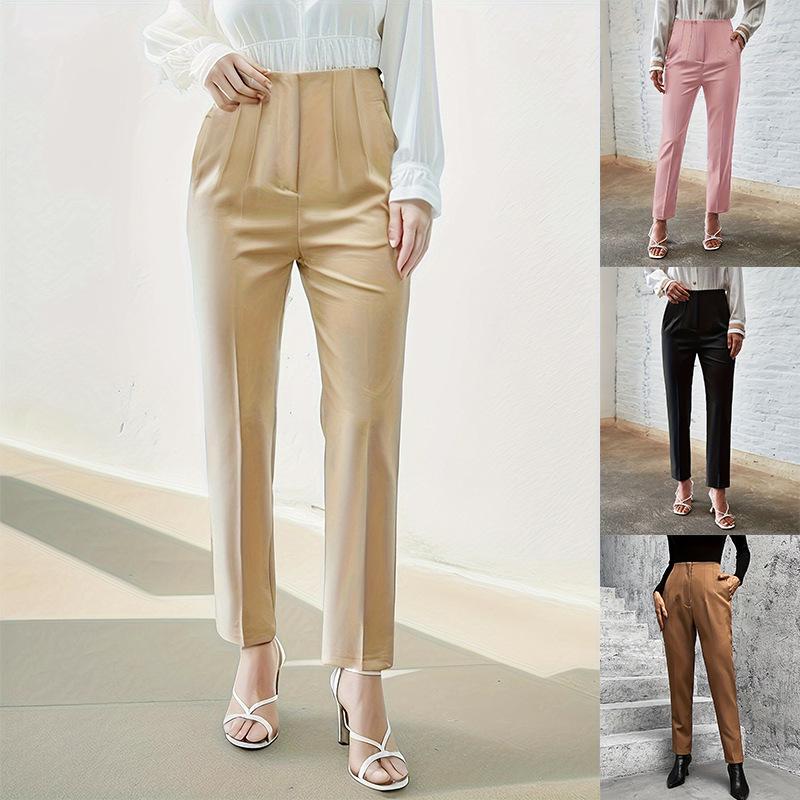 Women's High-Waisted Slimming Solid Color Suit Pants, New 2024 Casual Carrot Style