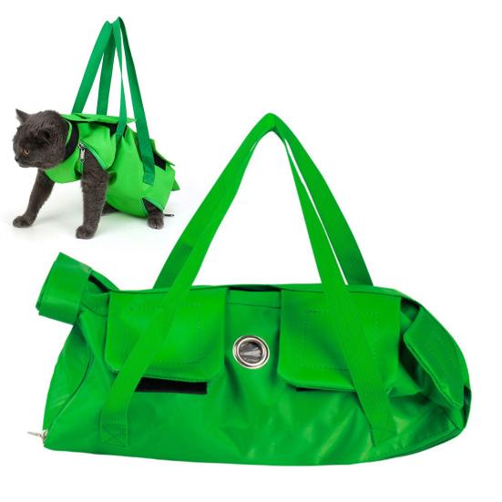 Cat Pouch Carrier Backpack Adjustable Pet Sling Bag with Storage Pocket for Grooming Vet Visits Medication Administration Dental Care Nail Trimming