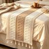 Splicing Knitted Hollow-out Table Runner Rustic Style Farmhouse Tablecloth Macrame Table Mat  Hotel