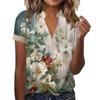 Women's Top Loose Casual V-Neck Lace Sleeve T-Shirt Short Sleeve Floral Print Top