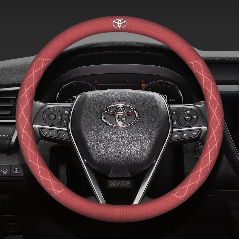 For Toyota 2026 Hot Hub Caps 38cm Suede Car Steering Wheel Cover For Toyota Hilux Aygo Corolla Yaris Rav4 Camry CHR  15 Inch Non