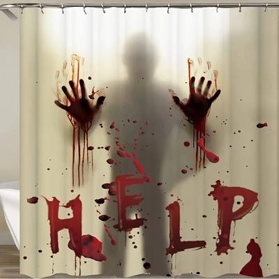 Κουρτίνα Μπάνιου Halloween Κουρτίνες Παραθύρου Τρόμος Ματωμένα Χέρια Κουρτίνες Μπάνιου για Διακόσμηση Halloween