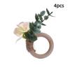 4pcs Silk Flower Napkin Holders Bohemian Napkin Buckles Vintage Napkin Rings  For Wedding