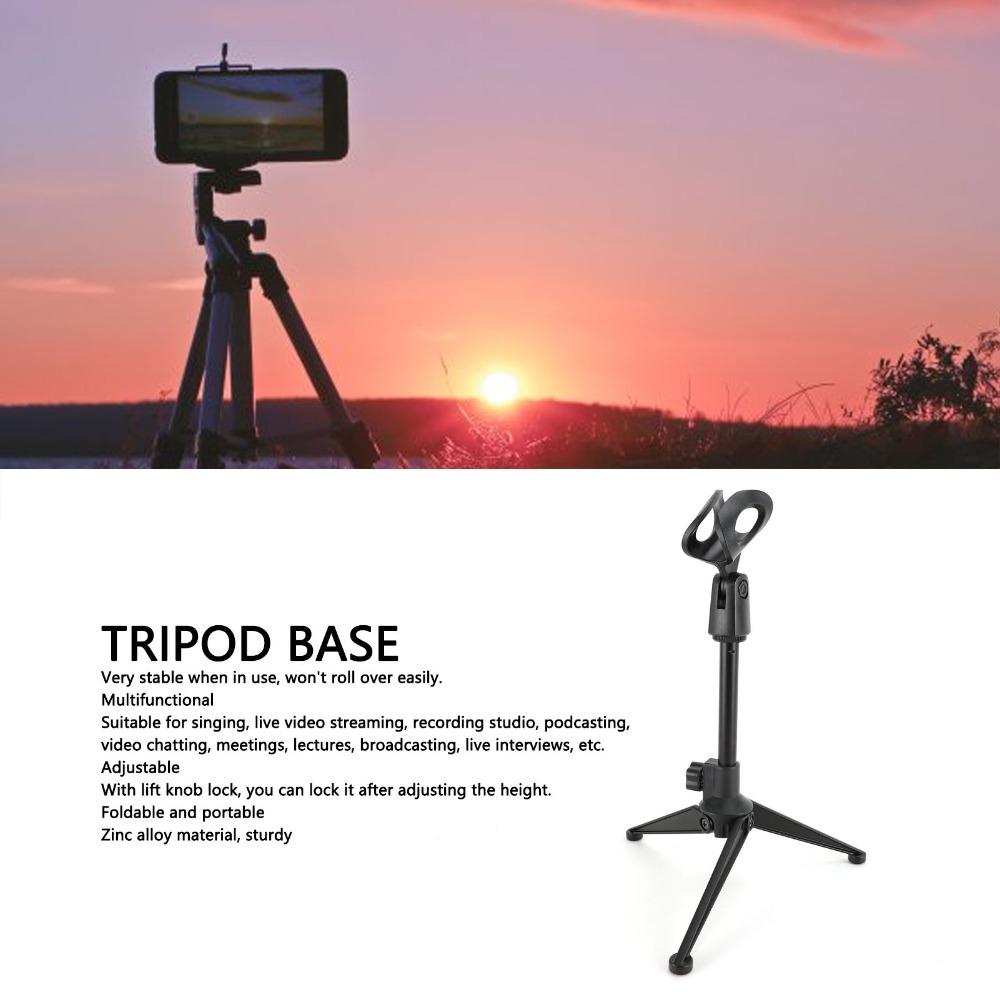 With Mic Clip Portable Mic Stand Foldable Microphone Tripod for Online Broadcasting