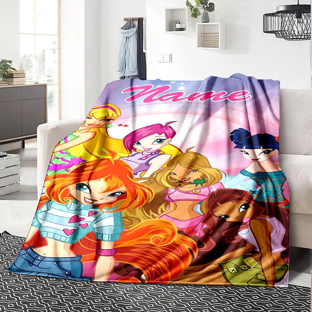 Customiz Name Personality Winx Club Blanket Soft &Warm Sofa Office Bed Travel Lunch Break Blanket, Gift Suitable All Seasons