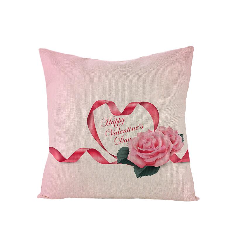 Valentine's Day Pillowcase Floral Series Square Polyester Pillowcase Home Cushion Cover